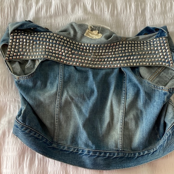 Current/ Eliott silver stud collar denim vest L - Picture 7 of 7